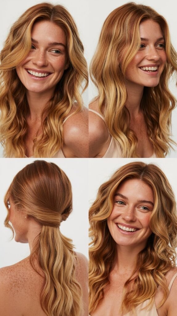 Warm Blonde Highlights with Auburn Undertones
