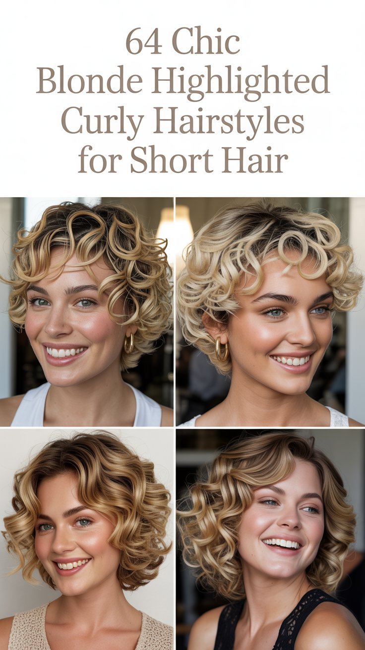 64 Chic Blonde Highlighted Curly Hairstyles for Short Hair
