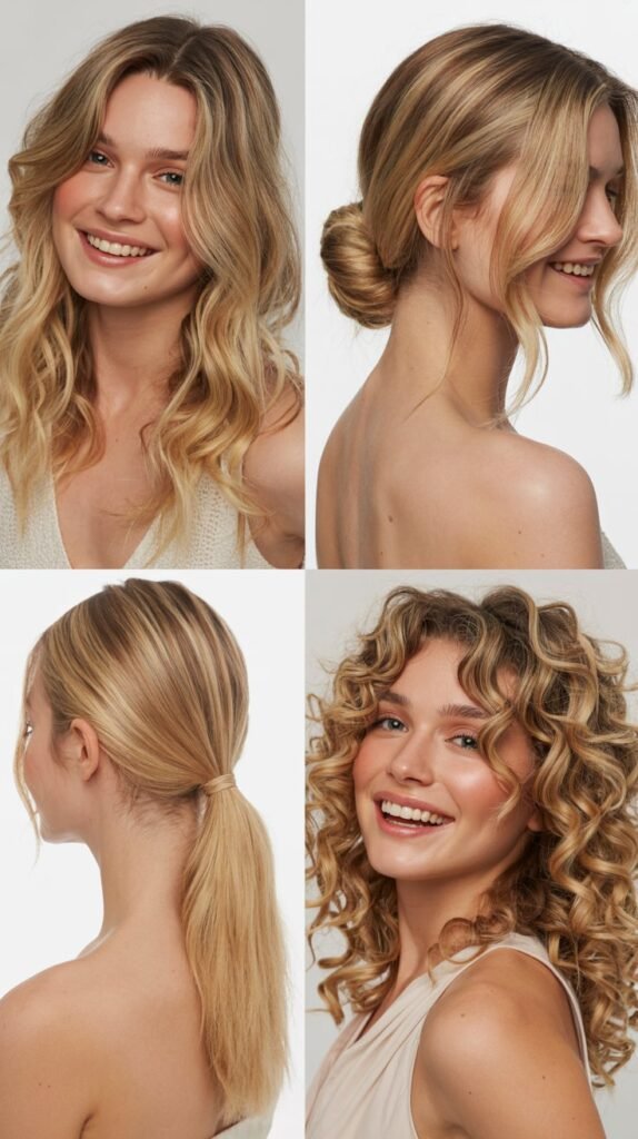 Champagne Blonde Highlights with Glossy Finish