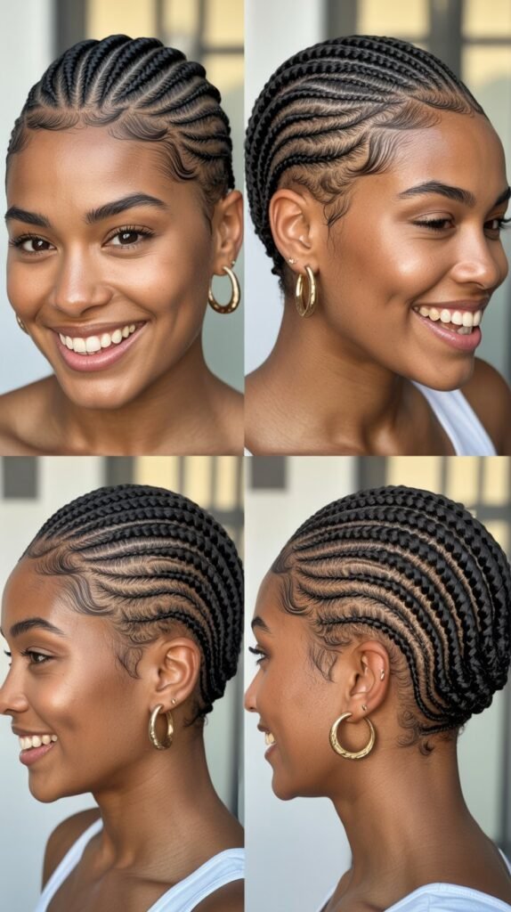 Temple Fade With Zig-Zag Cornrow Design