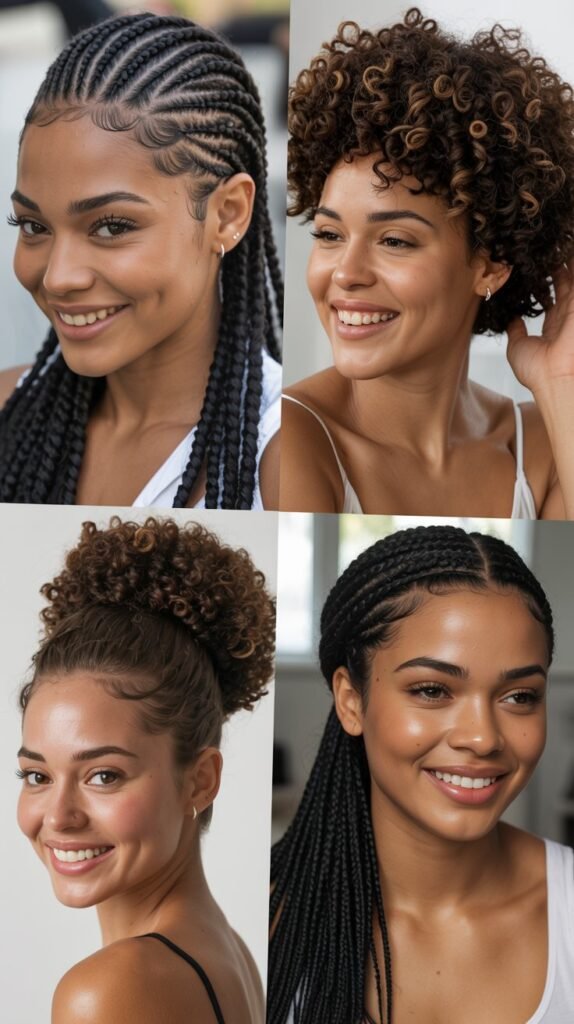 Asymmetrical Diagonal Cornrow Design