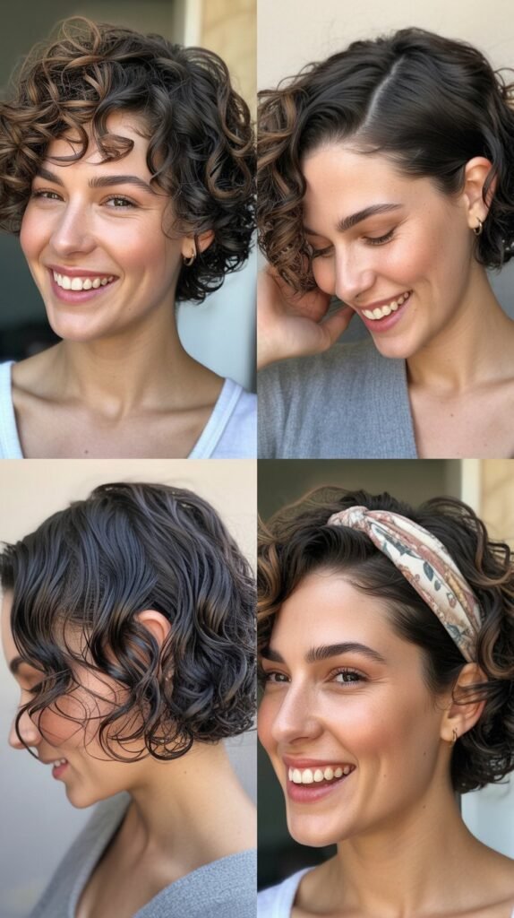  Charcoal Lowlights on Natural Short Curls