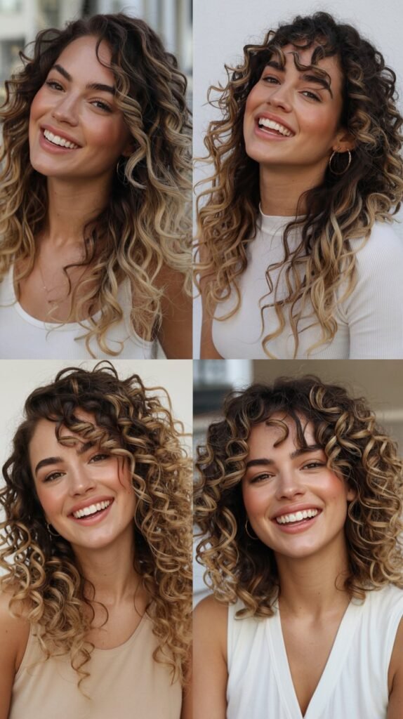 Blonde Ombre on Dark Curls