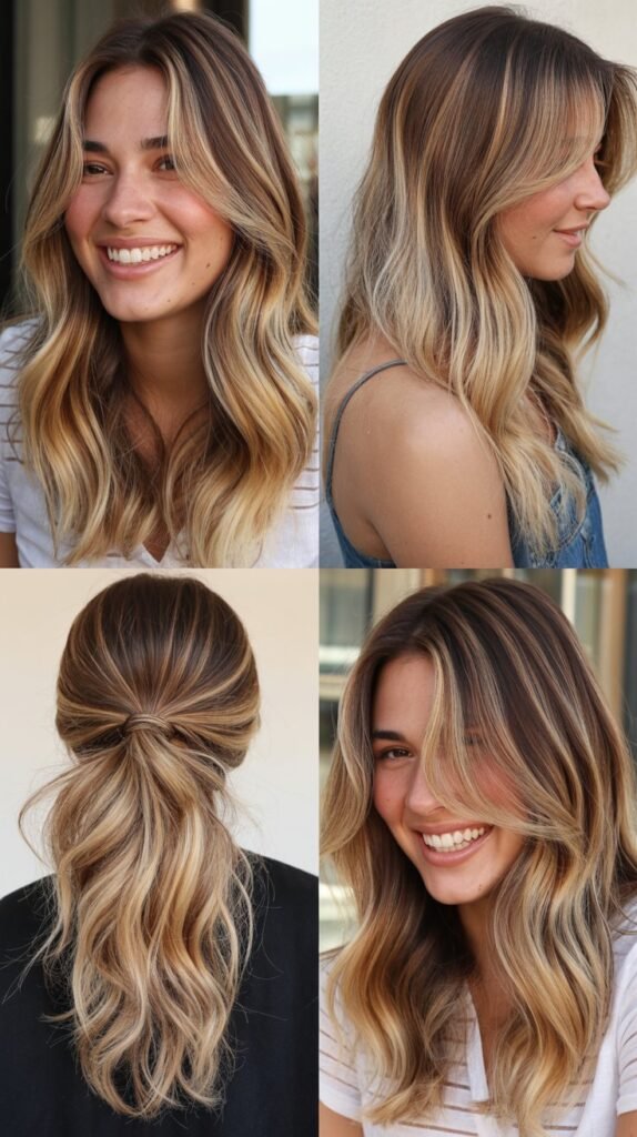 Golden Blonde Balayage with Darker Depth