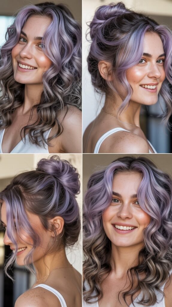 Lilac Balayage on Silver Curls