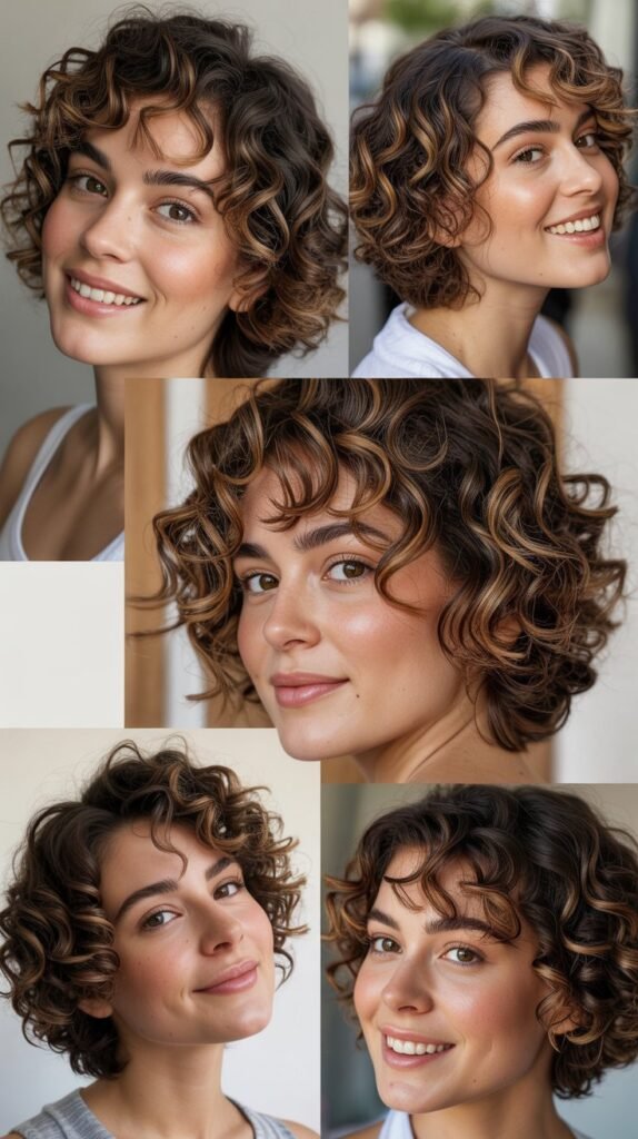 Walnut Highlights on Short Natural Curls