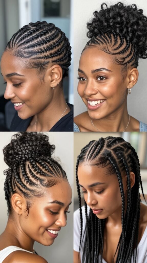 Star Pattern Cornrows With Skin Fade