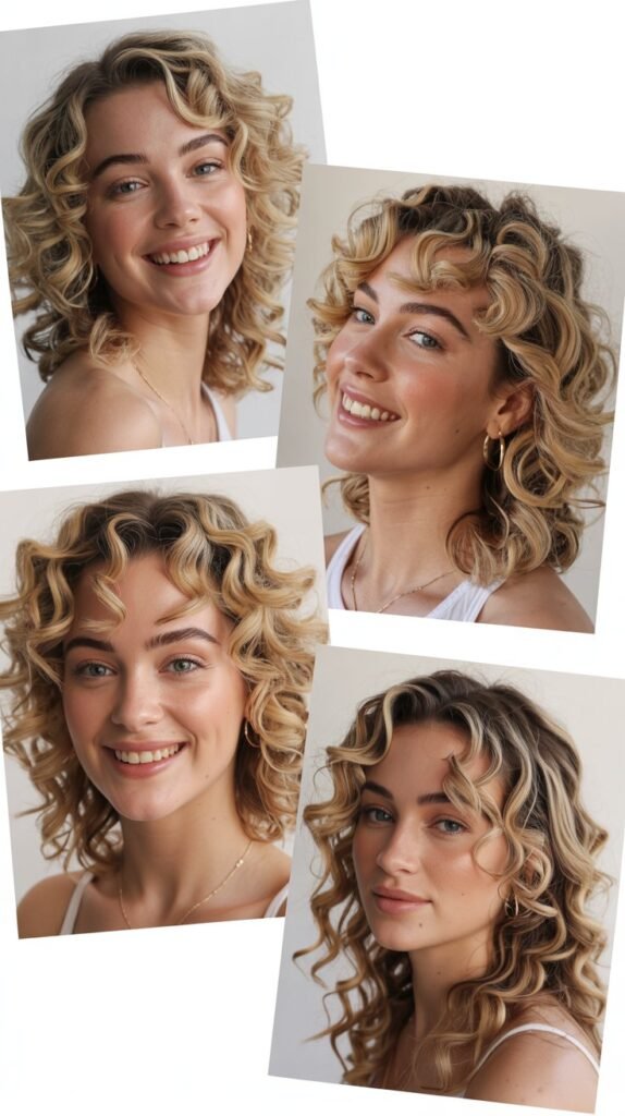Buttery Blonde Face-Framing with Full Curls