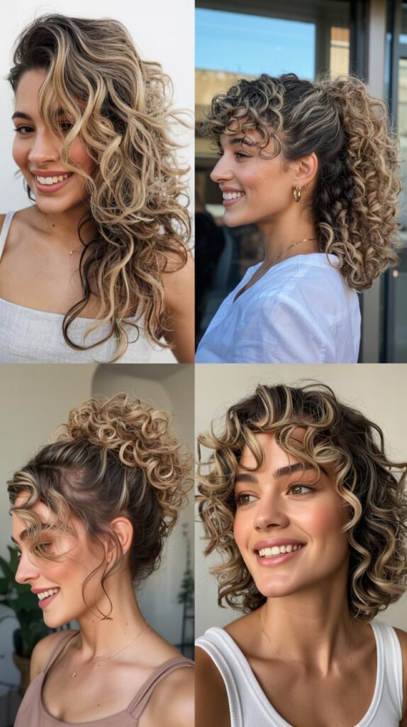 Vanilla Blonde Highlights with Curl Definition