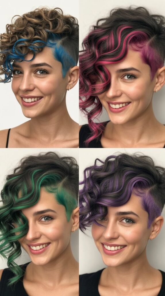 Peekaboo Highlights on Curly Undercut