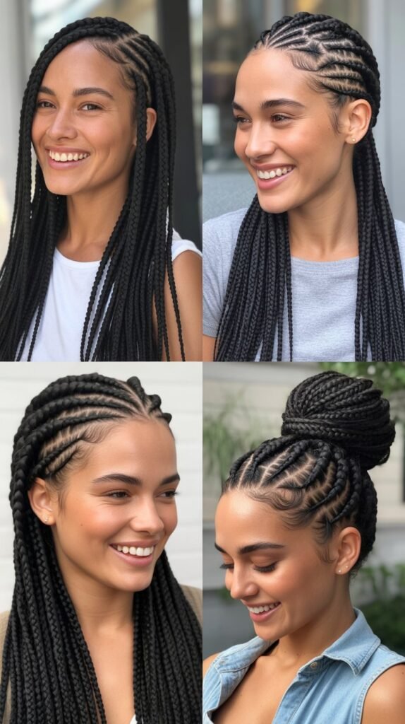 Box Braids to Cornrows Hybrid