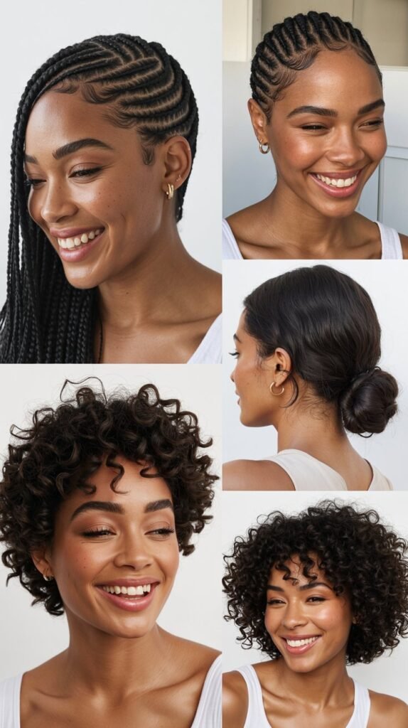 Side Part Cornrows With Taper Fade