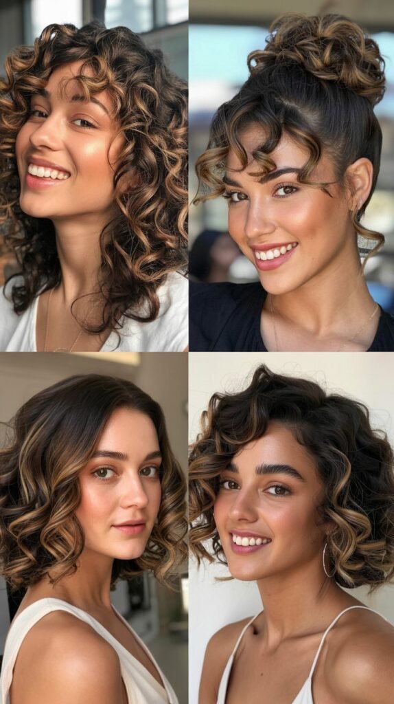 Bronze Highlights on Medium Brown Curls