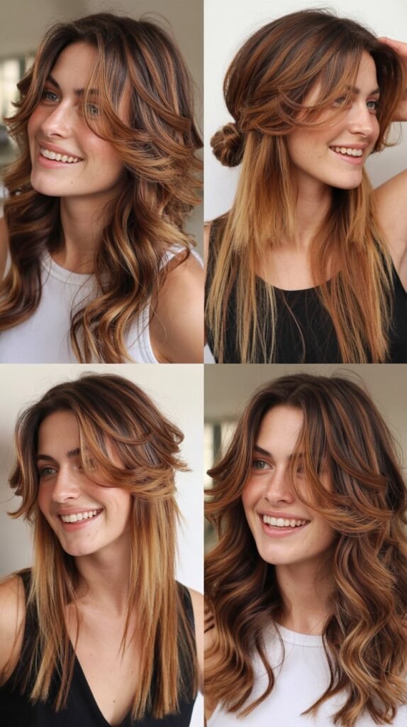 Copper Penny Balayage with Choppy Long Layers