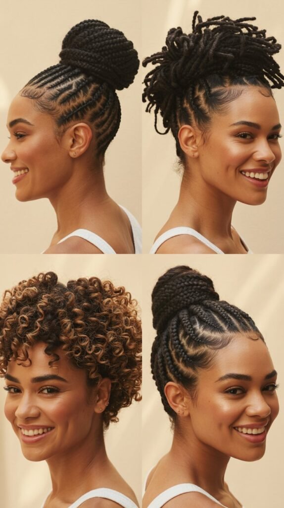 Cornrow Man Bun With Fade