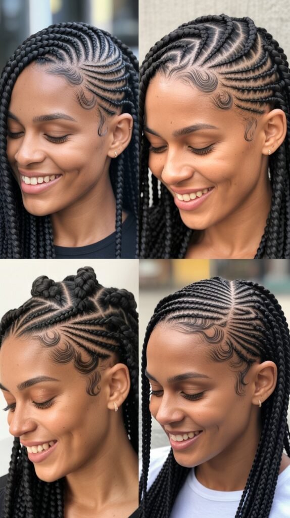 Braided Fade With Line Design