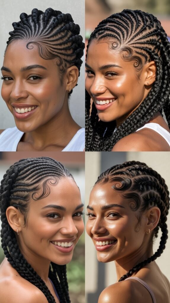 Flowing Heart with Curved Cornrows