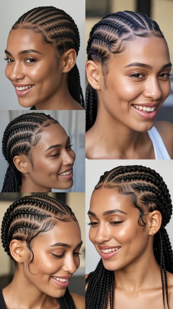 Feed-In Cornrows with Tapered Neckline