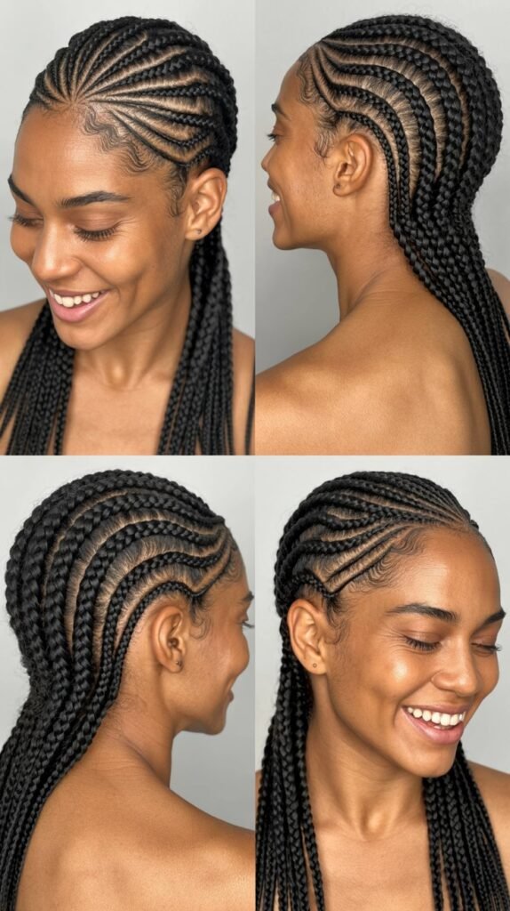Infinity Pattern Cornrows With Fade