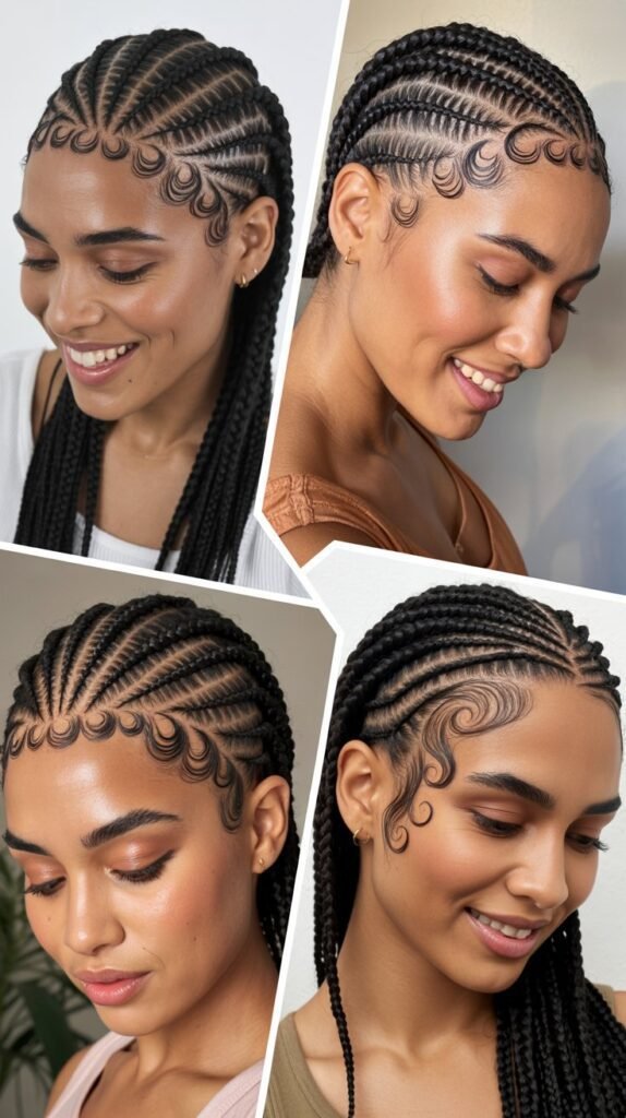 Cornrow Taper With Edge Design