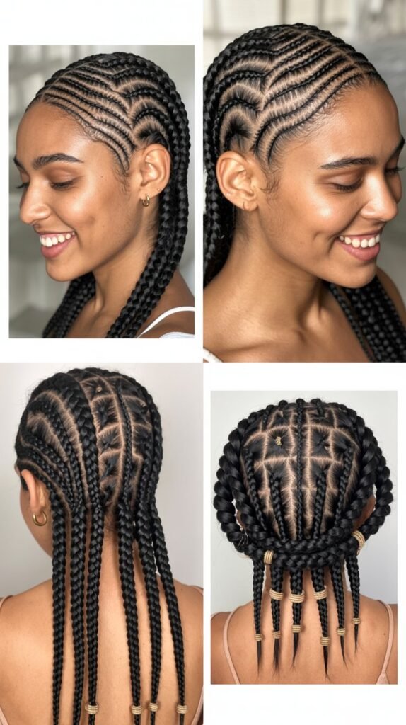 Tribal-Inspired Pattern Cornrows