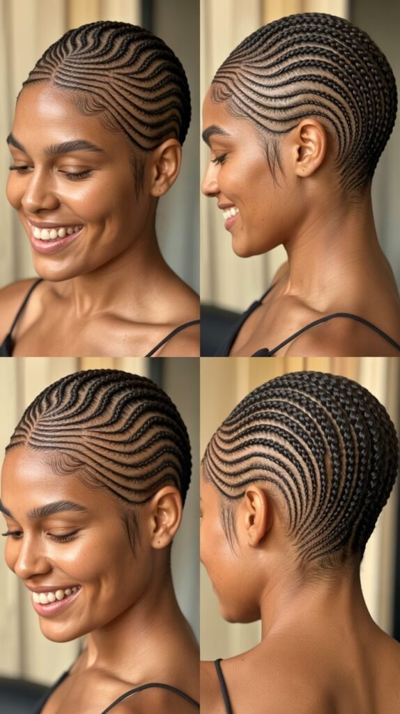 Tribal-Inspired Curved Cornrow Design
