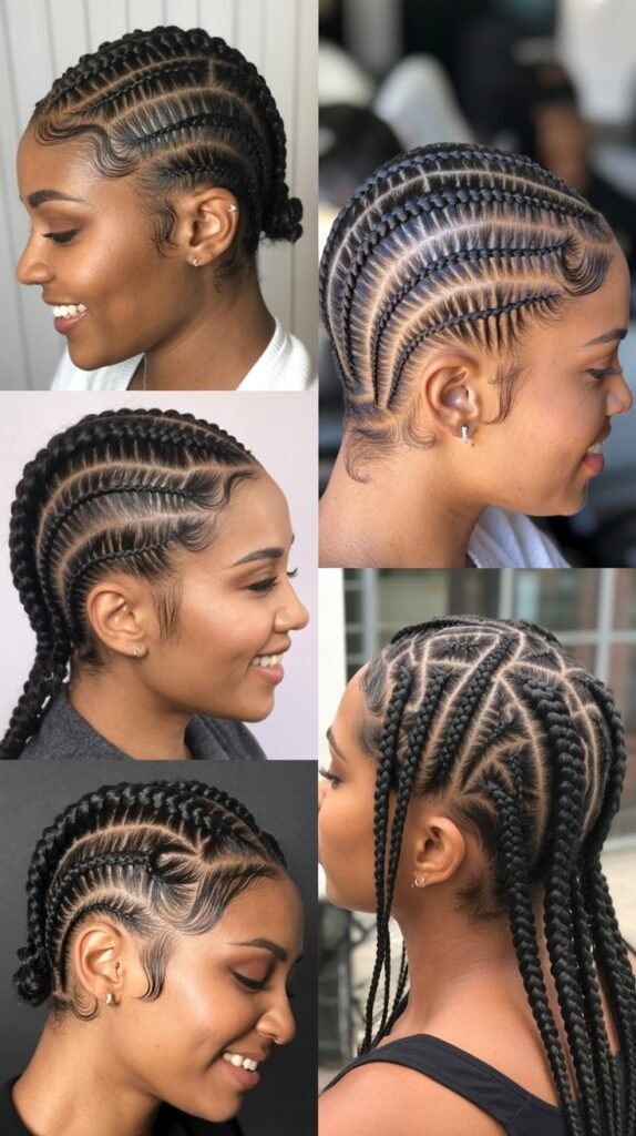 Zigzag Part Cornrows With Fade