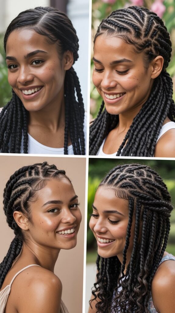 Cornrows with Twists Combination