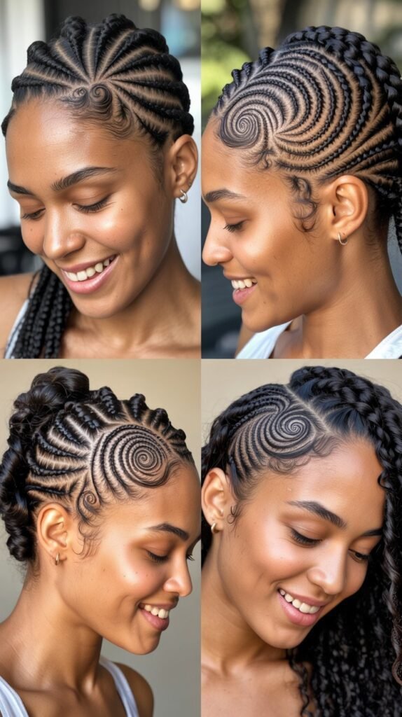 Circular Spiral Cornrow Pattern