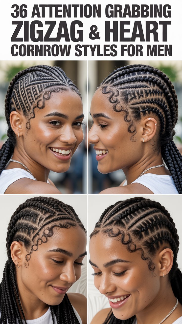 36 Attention Grabbing Zigzag & Heart Cornrow Styles for Men