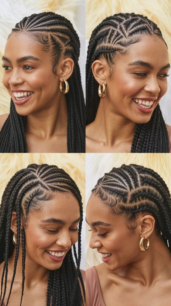 Cornrows with Hard Part Line