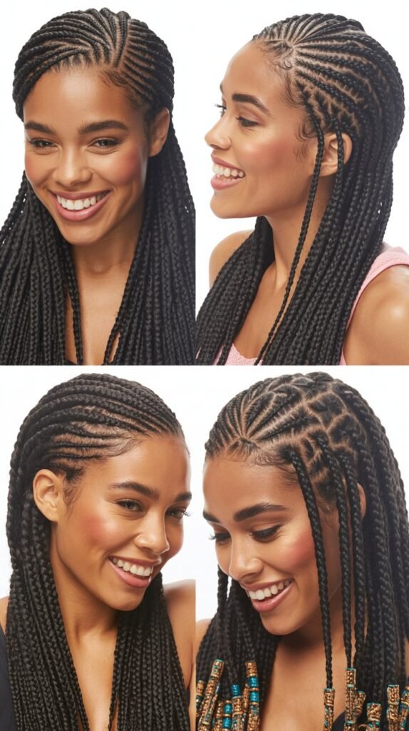  Cornrows with Box Braids Extension