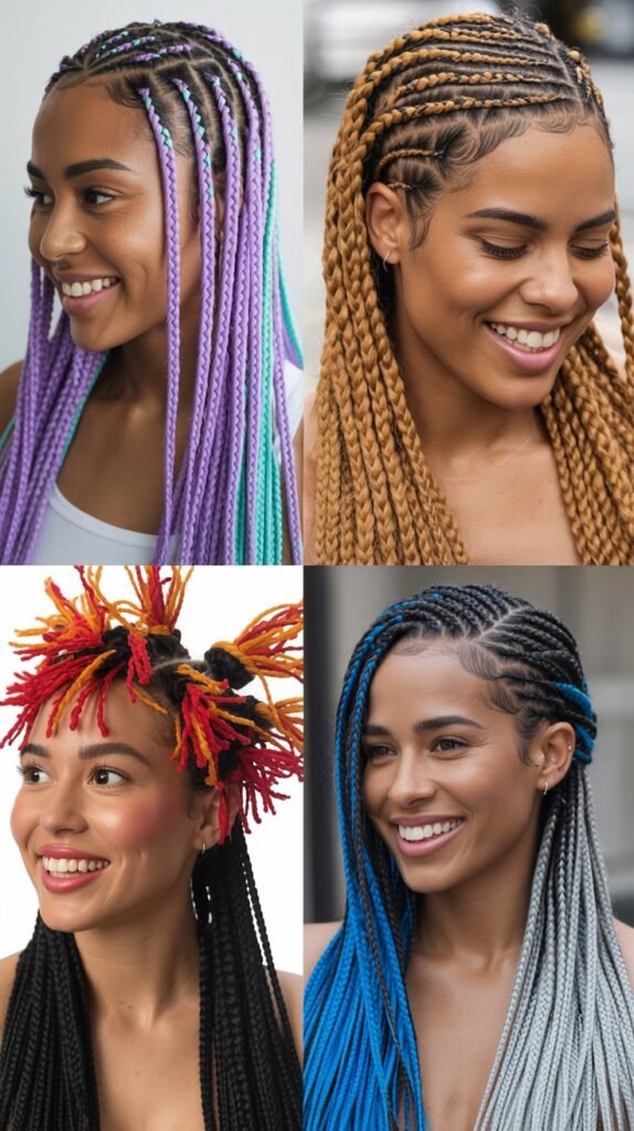 Cornrows with Colored Extensions