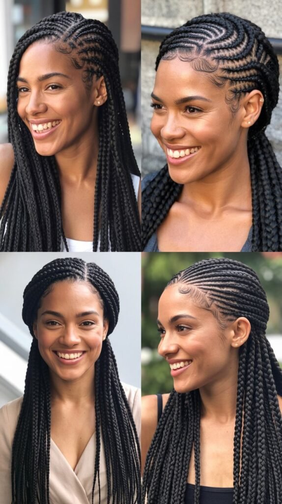 Box Braids to Cornrow Combination