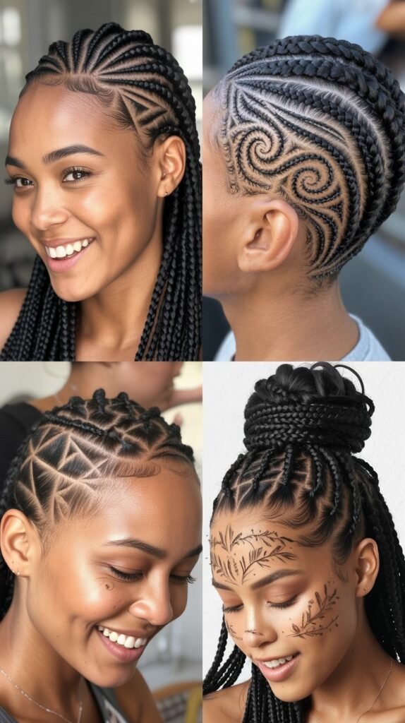 Cornrows with Undercut Designs