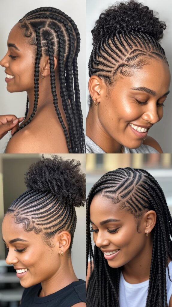 Feed-In Cornrows with Natural Taper