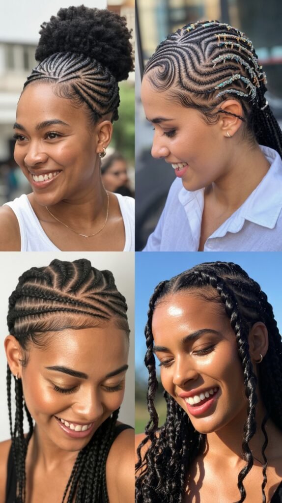 Artistic Freeform Cornrow Expression