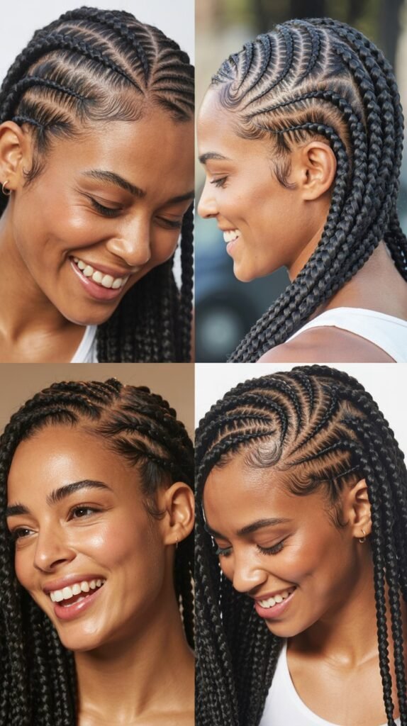 Side-Swept Cornrows