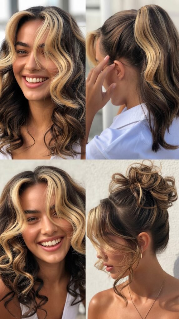 Bright Blonde Money Pieces with Dark Base