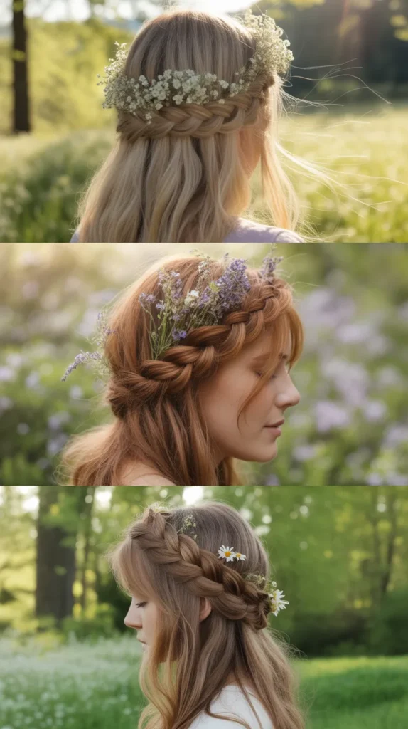 Braided Crown with Wildflowers