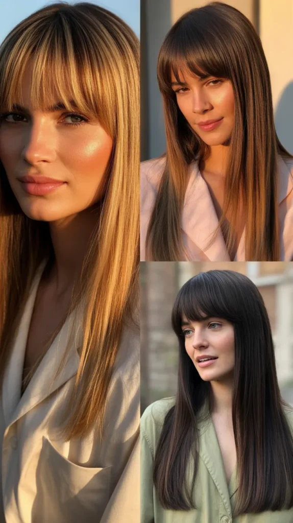 Straight Hair with Curtain Bangs
