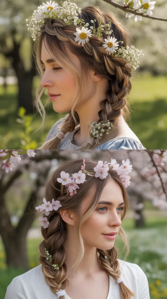Spring Braids with Flowers