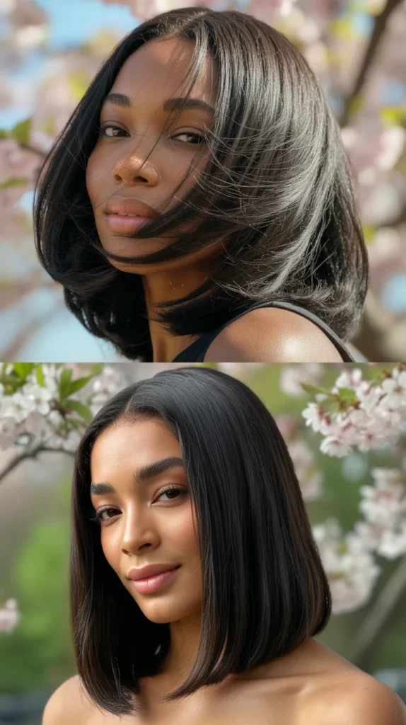 Sleek Straight Natural Hair (Heat-Styled)