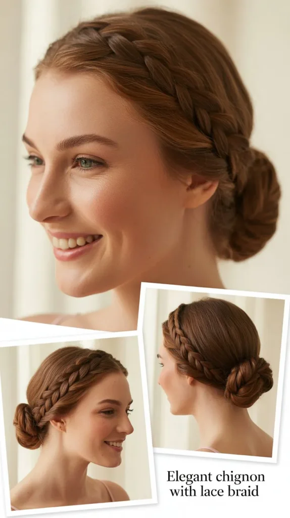 Elegant Chignon with Lace Braid