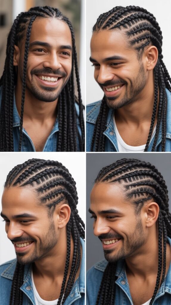 Box Braids Combined with Cornrows