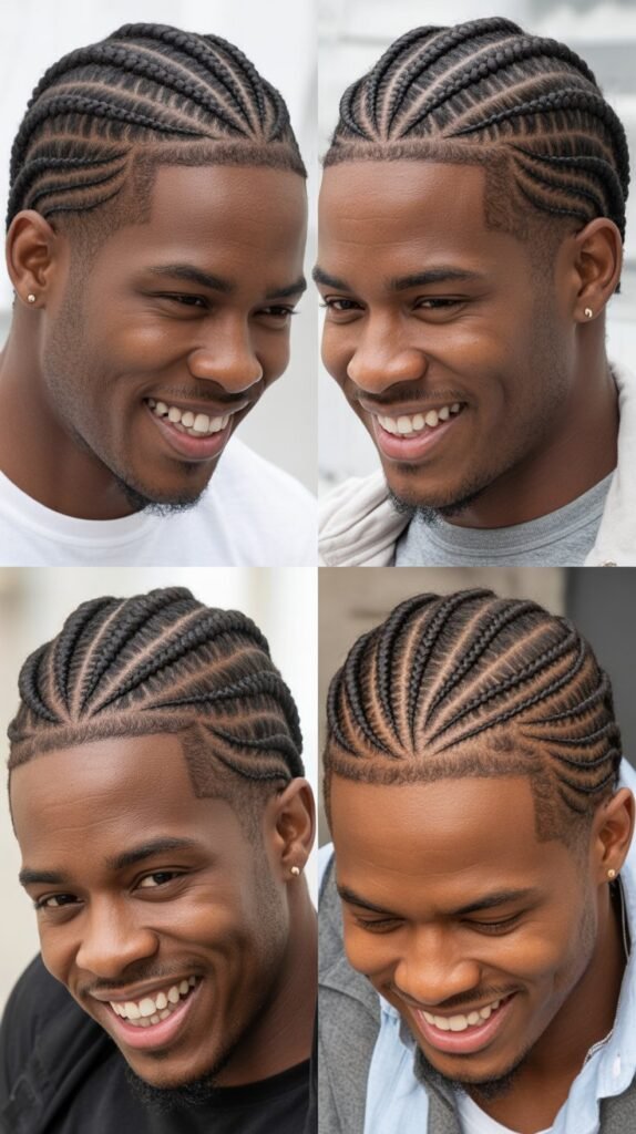 Cornrows with Temple Fade