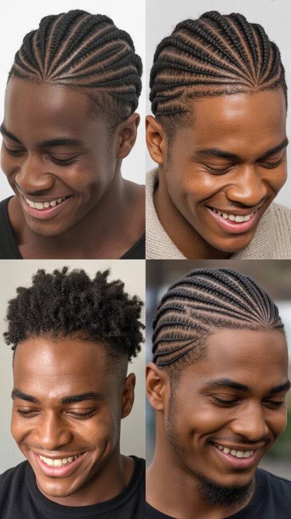 Asymmetrical Diagonal Cornrow Design