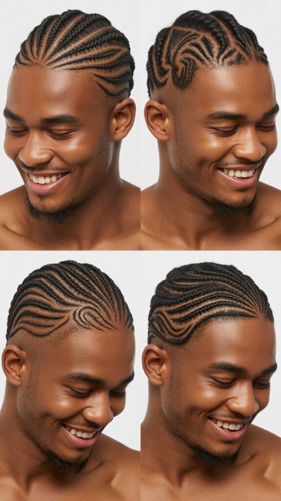 Tribal-Inspired Curved Cornrow Design