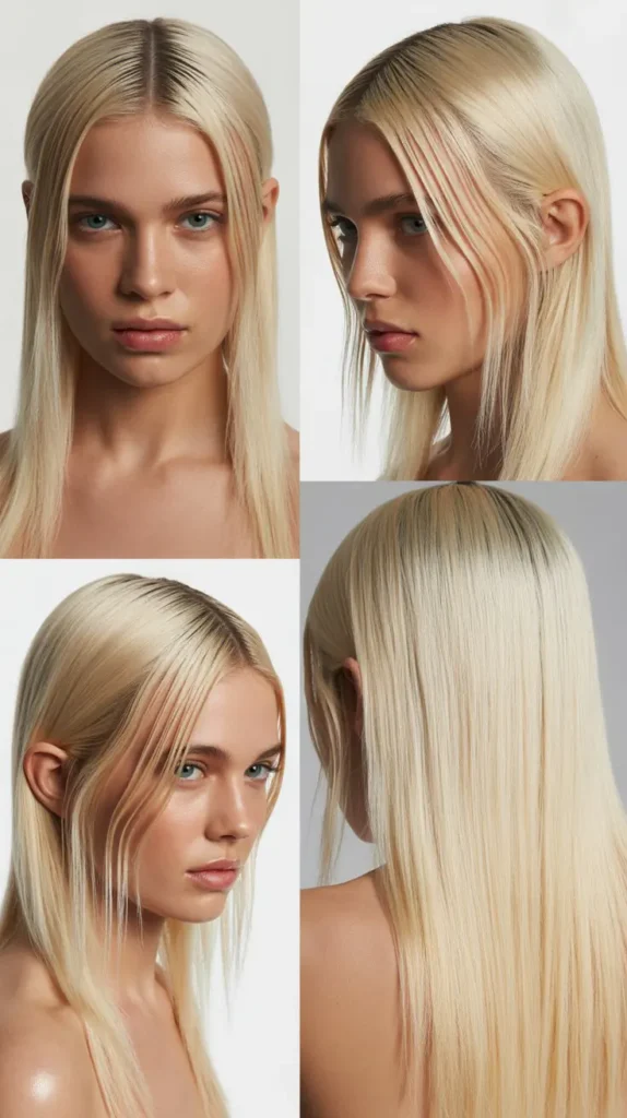 Sleek Straight Hair with Center Part
