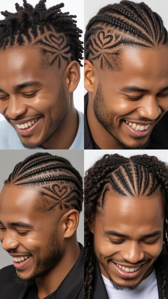 Heart with Arrow Cornrow Design